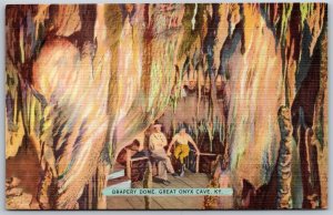 Vtg Mammoth Kentucky KY Drapery Dome Great Onyx Cave 1940s Linen View Postcard