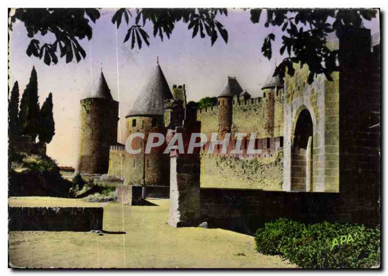 Postcard Modern Cite in Carcassonne the Remparts and the Narbonne Gate