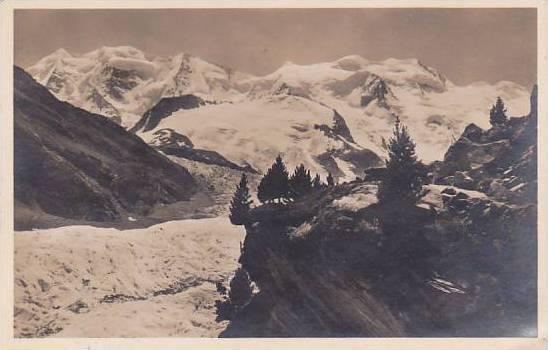 Schweiz Morteratschgletscher mit Piz Palu und Bellavista Real Photo