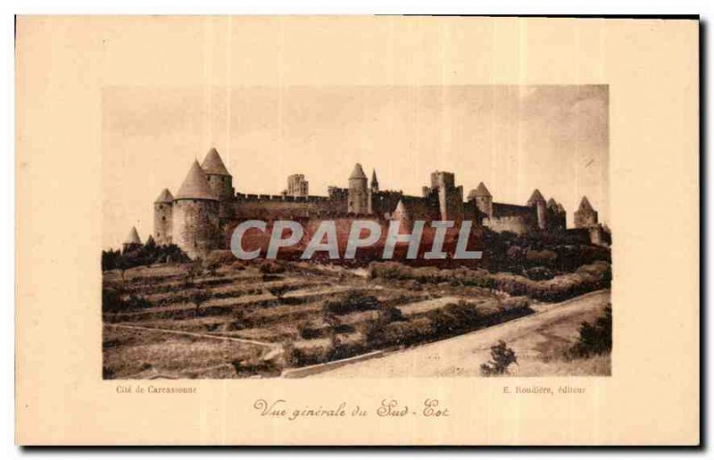 Postcard Old Cite Carcassonne South East General View