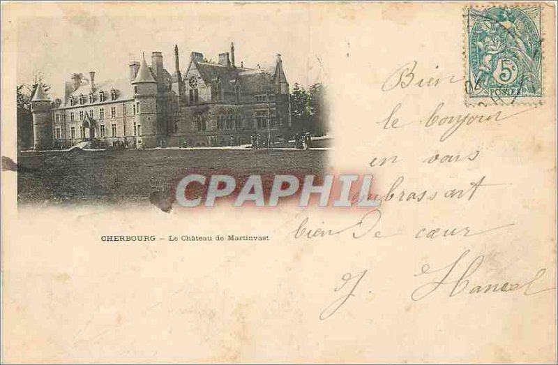 Old Postcard Cherbourg Martinvast Chateau (map 1900)