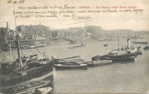 London Thames navigation & sailing cargo barge coal barge tugboat steamer