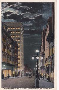 Missouri St Joseph Night Scene On Felix Street Looking West 1917 Curteich