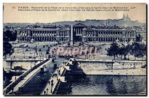 Old Postcard Paris Panorama Place de la Concorde taken to the Sacre Coeur in ...