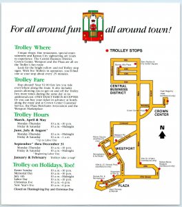 c1990s Kansas City MO Catch the Trolley Schedule Map Advertising Brochure Vtg 8A