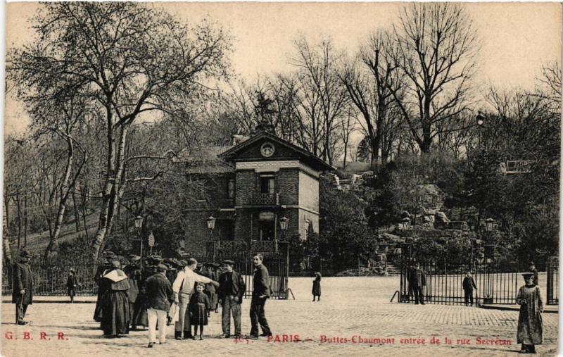 CPA PARIS (19e) Buttes Chaumont. entrée de la rue Secretain (537919)