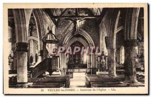 Old Postcard Veules Roses Interior of church