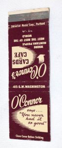 O'Connor's Cards Cafe Montana 20 Front Strike Matchbook Cover