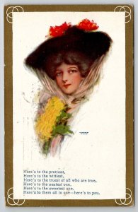 Woman Victorian Lady The Prettiest And Wittiest Postcard T28