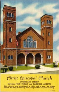 Linen Postcard Christ Episcopal Church in Bridgeport, Connecticut~2357