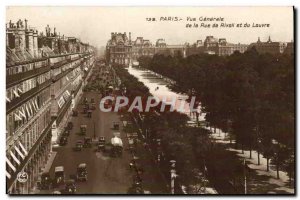 Old Postcard Vue Generale Paris Rue de Rivoli and the Louvre