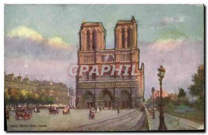 Old Postcard Paris Notre Dame Facade