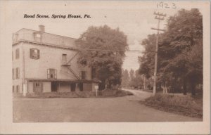 Postcard Road Scene  Spring House PA