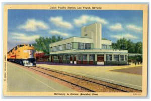 1949 Union Pacific Station Train Las Vegas Nevada Gateway To Hoover Dam Postcard