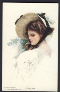 REFLECTIONS #101 R&N - Woman tied down hat,  HARRISON FISHER artist