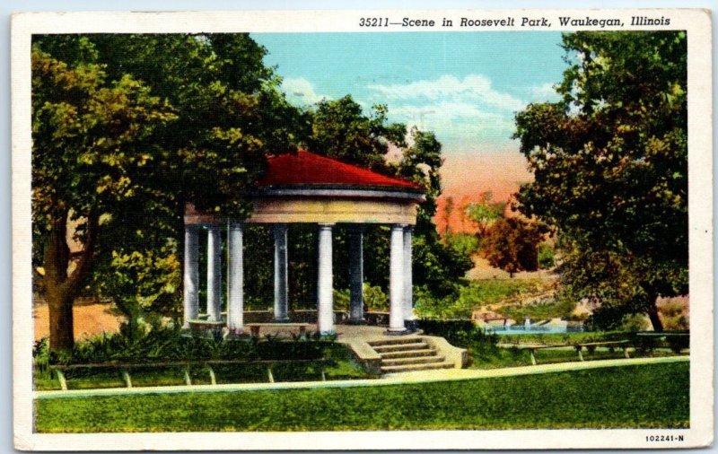 M-42698 Scene in Roosevelt Park Waukegan Illinois USA