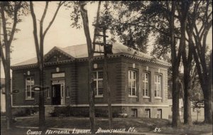 Brunswick Maine ME Curtis Library Eastern Illus Real Photo Vintage Postcard