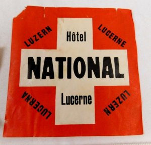 1920's-30's Hotel National Lucerne Lot of 2 Luggage Labels Vintage Originals E5