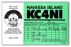 Postcard QSL CB Ham Radio Amateur Card From Navassa Island KC4NI 