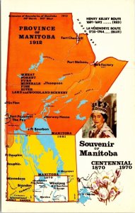 Manitoba Province Map Canada Multi View Queen Portrait Chrome Postcard 