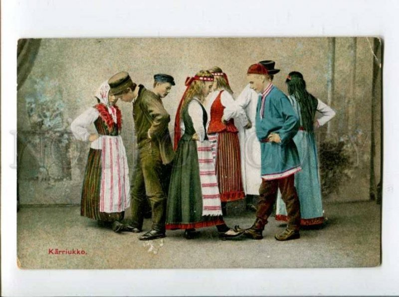 401002 FINLAND native dancers Karriukko Vintage postcard