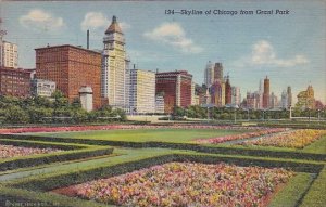 Illinois Chicago Skyline Of Chicago From Grant Park 1944