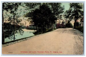Fort Wayne Indiana IN Postcard Driveway And Lake Robinson Park View 1911 Vintage