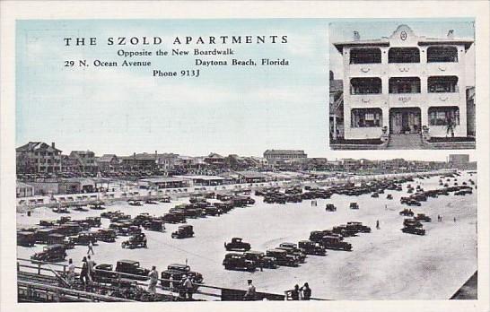 Florida Daytona Szold Apartments Showing Old Cars On The Beach