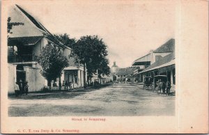 Indonesia Straat te Semarang Java Vintage Postcard C074