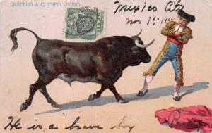 MEXICO CITY QUIEBRO A CUERPO LIMPIO~BULLFIGHT MATADOR POSTCARD 1905