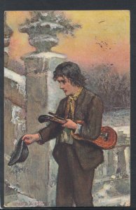 Music Postcard - Art - Musician / Street Busker - Spare a Penny RS20925