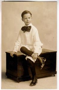 RPPC, Boy Sitting on A Trunk