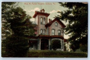 1910 Sunbury Pennsylvania Postcard Mary M Packer Hospital Building Field Posted