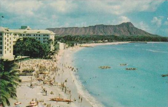 Hawaii Honolulu Moana Hotel And Beach From Roof Of Royal Hawaiian