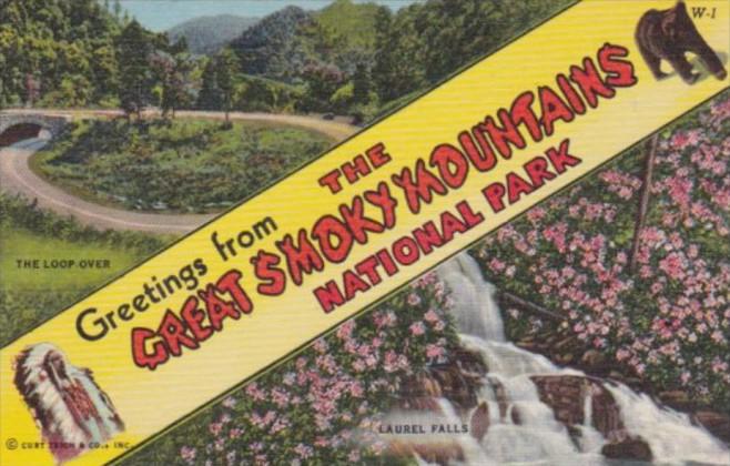 Greetings From The Great Smoky Mountains National Park Large Letter Lionen Cu...