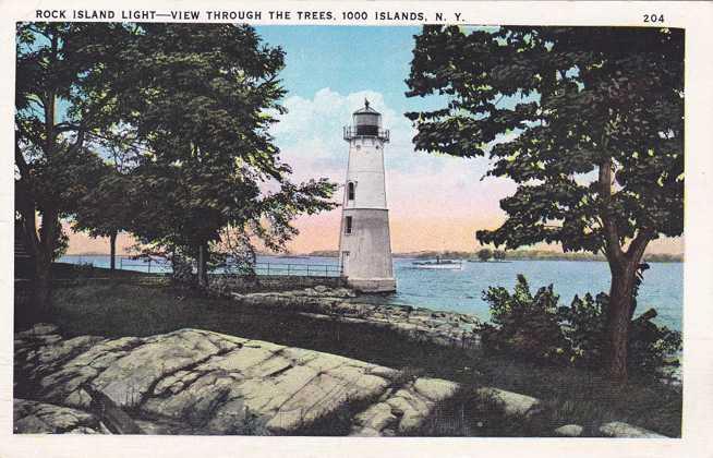 Rock Island Light through the Trees - Thousand Islands, New York - WB