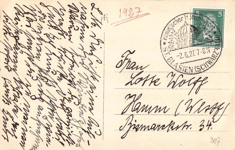 L308 Germany 1927 St Blasien Schwarzwald Landscape vintage postcard