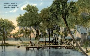 De Land Florida De Leon Springs Swim Dock c1900-20s Vintage Postcard
