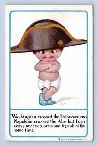 Comic Baby Dressed as Napoleon Crossed Eyes Artist Signed CT UNP DB Postcard N9