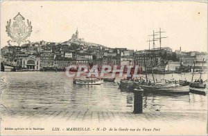 Old Postcard Marseille N.D Train Station view of the Old Port Yacht