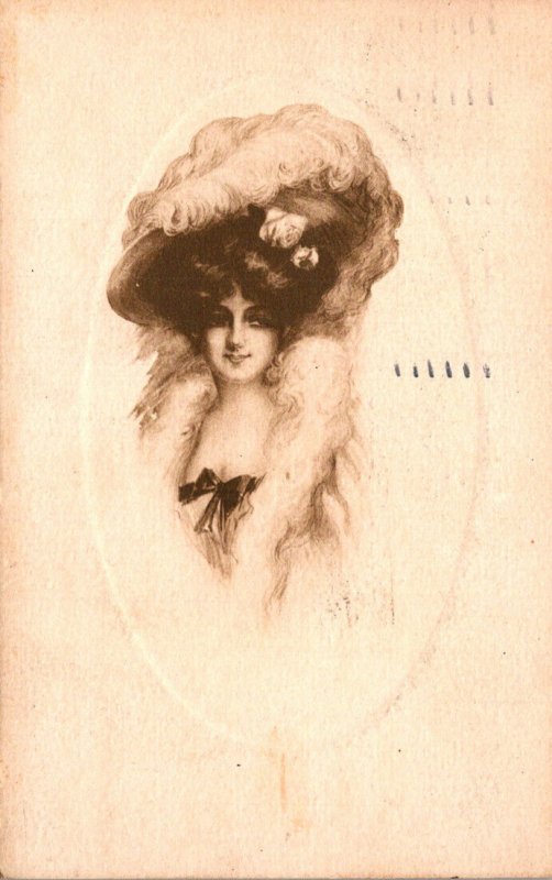 Beautiful Lady With Large Hat 1912