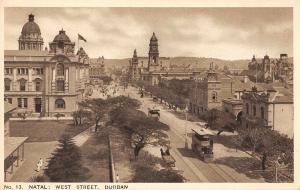 Durban South Africa Natal West Street Trolley Antique Postcard (J34633)