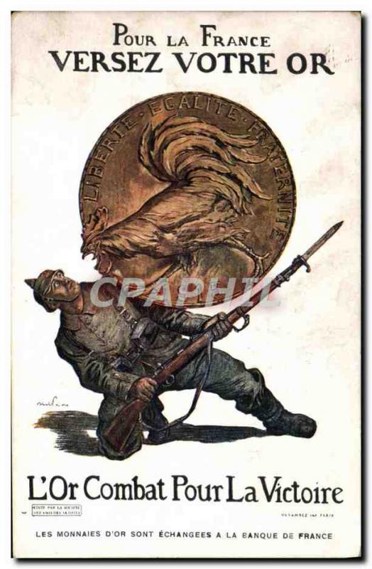 Postcard Old Army Rooster L & # 39or fight for victory