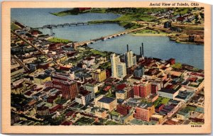 Toledo Ohio OH, Aerial View, Industrial Buildings, Business District, Postcard