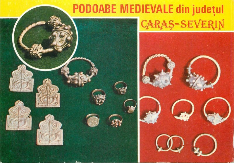 Postcard Romania multi view podoabe medievale bijuterii inele art Europe - East & Southeast Europea - Romania, Postcard / HipPostcard