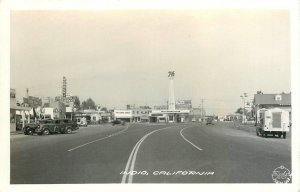 Postcard RPPC 1940s California Indio Street Texas gas Station pumps CA24-500