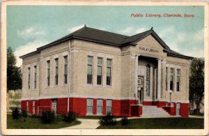 Postcard Public Library in Clarinda, Iowa