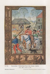 Medieval Game Of Bowls & Hunting Middle Ages PB Postcard