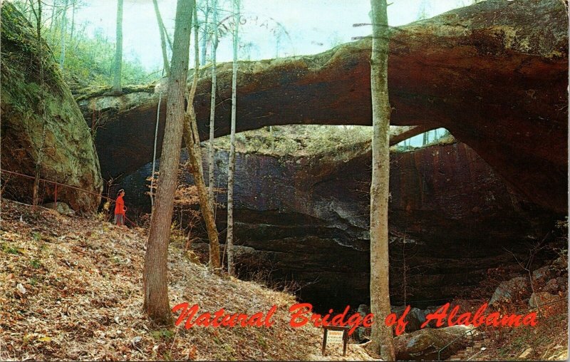 Natural Bridge Alabama Winston County Postcard PM Birmingham AL Cancel WOB Note  