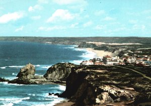 Vintage Postcard Holy Cross Beach General View Praia De Santa Cruz Portugal